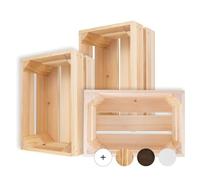 Creative Deco Lot de 3 petites caisses en bois naturel - Caisses à vin et fruits - 30 x 20 x 15 cm - Poncées - Vintage - Parfait comme panier cadeau décoratif