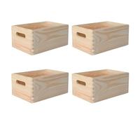 Creative Deco Lot de 4 Caisse Bois Rangement | 30 x 20 x 14 cm (+/- 1cm) | Boîte de Rangement Bois avec Poignées | Boite Rangement Cuisine | Caisse de Rangement Bureau
