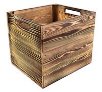 Creative Deco Lot de 4 Caisse en Bois Flammé Compatible Étagères KALLAX et EXPIDIT | 33 x 37 x 33 cm | Cube de Rangement | Boite Vintage | Kallax Rangement