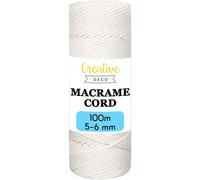 Creative Deco 6mm x 100m Corde Macramé Fil de Coton Blanche | +/- 0.5mm d’Épaisseur | Ficelle de 37 Plis | Cordelette Naturel | Cuisine, Jardin, Decoration, Jardinage, Emballage Cadeau, Bricolage