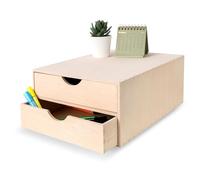 Creative Deco Mini commode en bois | 33 x 25 x 13,5 cm | 2 compartiments | Organiseur de bureau pour documents de travail papier | Organisateur de papeterie uni pour accessoires de bureau | Grande