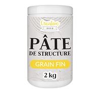 Creative Deco Pâte à structure à grain fin 2 kg | Mastic blanc pour peinture acrylique | Pâte fine pour projets artistiques, peinture acrylique, bricolage, effets 3D, textures, facile à appliquer avec