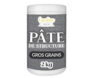 Creative Deco Pâte structurelle à gros grains 2 kg | Mastic gris foncé pour peinture acrylique | Pâte à modeler pour projets artistiques, peinture acrylique, bricolage, effets 3D, textures | À