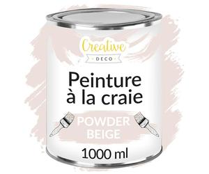 Creative Deco Peinture à la Craie Beige Poudré | 1L | Mat et Lavable | Pour Bois et Meubles | Idéal pour Rénovation | Chalk Paint | Ardoise Craie | Mur Interieur
