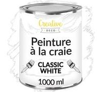 Creative Deco – Peinture à la craie blanche 1 L – Mat, lavable pour bois et murs intérieurs