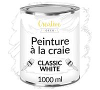 Creative Deco Peinture à la Craie Blanche | 1L | Mat et Lavable | Peinture Bois | Peinture Meuble Bois | Idéal pour Rénovation de Meubles | Chalk Paint Blanc | Ardoise Craie | Peinture Mur Interieur