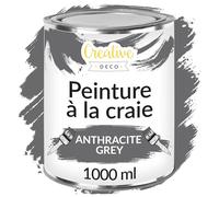 Creative Deco Peinture à la Craie Gris Anthracite | 1L | Mat et Lavable | Peinture Bois | Meuble | Idéal pour Rénovation | Chalk Paint Grise | Ardoise Craie