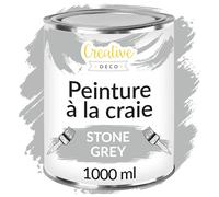 Creative Deco Peinture à la Craie Grise | 1L | Mat et Lavable | Peinture Bois | Peinture Meuble Bois | Idéal pour Rénovation de Meubles | Chalk Paint | Ardoise Craie | Peinture Mur Interieur