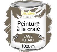 Creative Deco Peinture à la Craie Kaki Mat et Lavable 1L Pour Meuble et Bois Idéal pour Rénovation de Meubles Chalk Paint Mur Intérieur