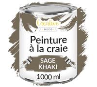 Creative Deco Peinture à la Craie Kaki Mat et Lavable 1L | Pour Meuble et Bois | Idéal pour Rénovation de Meubles | Chalk Paint | Mur Interieur
