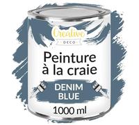 Creative Deco Peinture à la craie pour meubles - Bleu jean - 1000 ml - Sans ponçage - Mat lavable - Effet dégradé possible