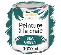 Creative Deco Peinture à la Craie Vert d'eau | 1L | Mat et Lavable | Peinture Bois | Peinture Meuble Bois | Idéal pour Rénovation de Meubles | Chalk Paint | Ardoise Craie | Peinture Mur Interieur