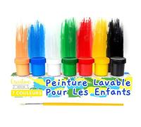 Creative Deco Peinture Enfant Lavable Doigt | 7 x 20 ML | Loisir Creatif | Couleurs Basiques Vibrantes Intenses Pigmentées | Séchage Rapide Effet Mat | Non-Toxique | pour Débutants et Artistes