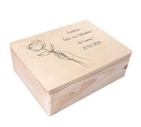 Creative Deco Personnalisé Cadeau Saint Valentin pour Femme et Homme - Texte Désiré Boîte en Bois - Motif Rose Minimaliste | Votre Idee Cadeaux Personnalisé individuel | Personnalisable Decoration