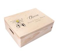 Creative Deco Personnalisé Première Communion Cadeau Boite | Boîte à Souvenirs en Bois pour Garçon et Fille | Personnalisés - Calice et Colombe | Personnalisable Idée Coffret Décorations