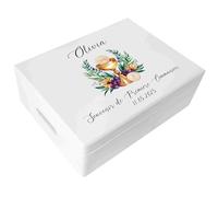 Creative Deco Personnalisé Première Communion Cadeau Boite | Boîte Blanc à Souvenirs en Bois pour Garçon et Fille | Personnalisés - Calice | Personnalisable Idée Coffret Décorations