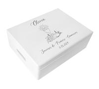 Creative Deco Personnalisé Première Communion Cadeau Boite | Boîte Blanc à Souvenirs en Bois pour Garçon et Fille | Personnalisés - Calice | Personnalisable Idée Coffret Décorations