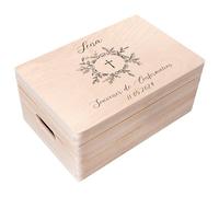 Creative Deco Personnalisé Première Communion Confirmation Cadeau Boite | Boîte à Souvenirs en Bois pour Garçon et Fille | Personnalisés - Croix | Personnalisable Idée Coffret Décorations