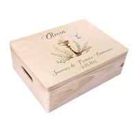 Creative Deco Personnalisé Première Communion Confirmation Cadeau Boite | Boîte à Souvenirs en Bois pour Garçon et Fille | Personnalisés - Fleurs | Personnalisable Idée Coffret Décorations