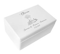 Creative Deco Personnalisé Première Communion Confirmation Cadeau Boite | Boîte Blanc à Souvenirs en Bois pour Garçon et Fille | Personnalisés - Calice et Prière du Chapelet | Personnalisable Idée