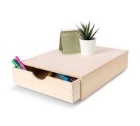 Creative Deco Petit Commode Boite Rangement Bois | 1 Tiroir | 33 x 25 x 7 cm | Organisation Bureau et Stockage | Coffret Boîte Parfait pour les Accessoires, Cartes, Papier et Papeterie de Bureau