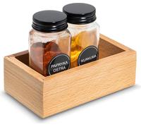 Creative Deco Plateau de Rangement en Bois 15 x 9 x 5 cm | Petite Boîte de Rangement en Bois de Hêtre | Plateau pour Épices, Petit-Déjeuner, Petits Objets | Organisateur Epices pour Tiroir de Cuisine