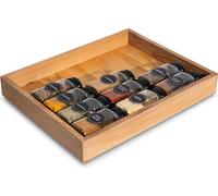 Creative Deco Plateau de Rangement en Bois 36 x 28 x 5 cm | Petite Boîte de Rangement en Bois de Hêtre | Plateau pour Épices, Petit-Déjeuner, Petits Objets | Organisateur Epices pour Tiroir de Cuisine