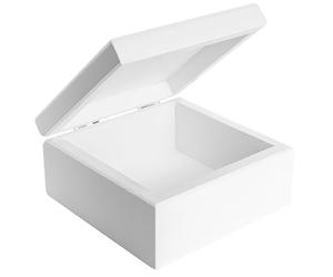 Creative Deco Petite Boîte en Bois Blanc avec Couvercle | 10 x 10 x 5 cm (+/-0,5 cm) | Coffret Souvenirs Enfants | Boite à Bijoux | Boîte Cadeau | Naturel Non-Peint | Décoration et Rangement