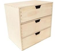Creative Deco Petite Commode Bois 3 Tiroir 28,5 x 20 x 28,5 cm Rangement Bureau Beige G