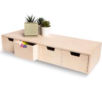 Creative Deco Petite Commode Bois 4 Tiroir - 56 x 20,5 x 10 cm Organiseur Bureau