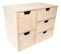 Creative Deco Petite Commode Bois 5 Tiroir 36 x 20 x 28,5 cm Rangement Bureau Beige G