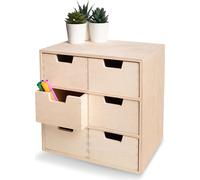 Creative Deco Petite Commode Bois | 6 Tiroir | 28,5 x 20 x 28,5 cm | Organisateur Bureau | Rangement Bureau | Organiseur Bureau | Petit Meuble Rangement | Rangement Bureau Organisateur | Accessoire