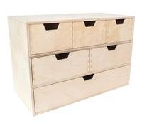 Creative Deco Petite Commode Bois 6 Tiroir 42 x 20 x 28,5 cm Beige G
