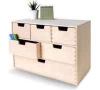 Creative Deco Petite Commode Bois 6 Tiroir 42 x 20 x 28,5 cm Beige