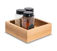 Creative Deco Plateau de Rangement en Bois 15 x 15 x 5 cm | Petite Boîte de Rangement en Bois de Hêtre | Plateau pour Épices, Petit-Déjeuner, Petits Objets | Organisateur Epices pour Tiroir de Cuisine