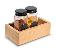 Creative Deco Plateau de Rangement en Bois 15 x 9 x 5 cm | Petite Boîte de Rangement en Bois de Hêtre | Plateau pour Épices, Petit-Déjeuner, Petits Objets | Organisateur Epices pour Tiroir de Cuisine