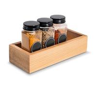 Creative Deco Plateau de Rangement en Bois 22 x 9 x 5 cm | Petite Boîte de Rangement en Bois de Hêtre | Plateau pour Épices, Petit-Déjeuner, Petits Objets | Organisateur Epices pour Tiroir de Cuisine