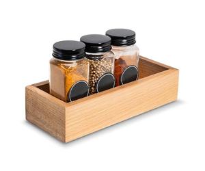 Creative Deco Plateau de Rangement en Bois 22 x 9 x 5 cm | Petite Boîte de Rangement en Bois de Hêtre | Plateau pour Épices, Petit-Déjeuner, Petits Objets