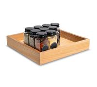 Creative Deco Plateau de Rangement en Bois 28 x 28 x 5 cm | Petite Boîte de Rangement en Bois de Hêtre | Plateau pour Épices, Petit-Déjeuner, Petits Objets | Organisateur Epices pour Tiroir de Cuisine