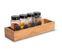 Creative Deco Plateau de Rangement en Bois 28 x 9 x 5 cm | Petite Boîte de Rangement en Bois de Hêtre | Plateau pour Épices, Petit-Déjeuner, Petits Objets | Organisateur Epices pour Tiroir de Cuisine
