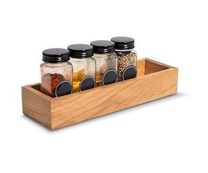 Creative Deco Plateau de Rangement en Bois 28 x 9 x 5 cm | Petite Boîte de Rangement en Bois de Hêtre | Plateau pour Épices, Petit-Déjeuner, Petits Objets | Organisateur Epices pour Tiroir de Cuisine