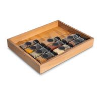 Creative Deco Plateau de Rangement en Bois 36 x 28 x 5 cm | Petite Boîte de Rangement en Bois de Hêtre | Plateau pour Épices, Petit-Déjeuner, Petits Objets | Organisateur Epices pour Tiroir de Cuisine