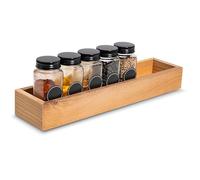 Creative Deco Plateau de Rangement en Bois 36 x 9 x 5 cm | Petite Boîte de Rangement en Bois de Hêtre | Plateau pour Épices, Petit-Déjeuner, Petits Objets | Organisateur Epices pour Tiroir de Cuisine