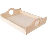 Creative Deco Plateau de Service en Bois 40 x 30 x 10,5 cm - avec Poignées Cœur
