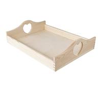 Creative Deco Plateau de Service en Bois | 40 x 30 x 10,5 cm | Grande et Rectangulaire avec Poignées Cœur | pour Servir Repas, Petit Déjeuner, Thé, Café | Décoration de Cuisine et Salle à Manger