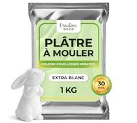 Creative Deco Platre pour Moulage Extra Blanc | 1 kg | Plâtre Ceramique | Poudre de Ceramique pour Moulage | Alginate Moulage | Idee Cadeau Original | Jesmonite