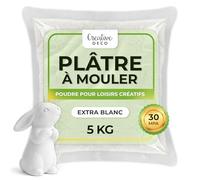 Creative Deco Platre pour Moulage Extra Blanc | 5 kg | Plâtre Ceramique | Poudre de Ceramique pour Moulage | Alginate Moulage | Idee Cadeau Original | Jesmonite