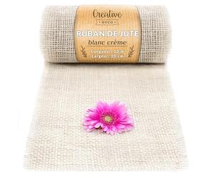 Creative Deco Ruban Chemin de Table Toile de Jute | 20cm x 10m Rouleau Blanc | Décoration Mariage | Toile de Jute Rouleau | Chemin de Table Jute | Deco Table Noel | Deco Mariage