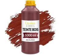 Creative Deco Teinte Bois Acajou 1L Teinture Bois Séchage Rapide Protection de Surface Vernis Bois à Base d'Eau Non Toxique