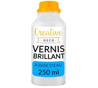 Creative Deco Vernis Peinture Acrylique Brillant | 250 ML Bouteille | Laque Transparent et Incolore | Finition et Protection de Surface | À Base d'eau | Anti-Tache | Utilisation Intérieure Extérieure
